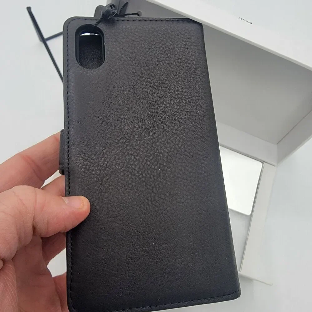 Uunique Genuine Leather Folio Wallet Case for iPhone XS Max - Black, Brand New